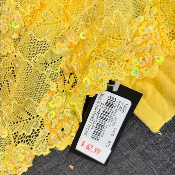 Bebe Vibrant Yellow Lace Bralette - Picture 2 of 2
